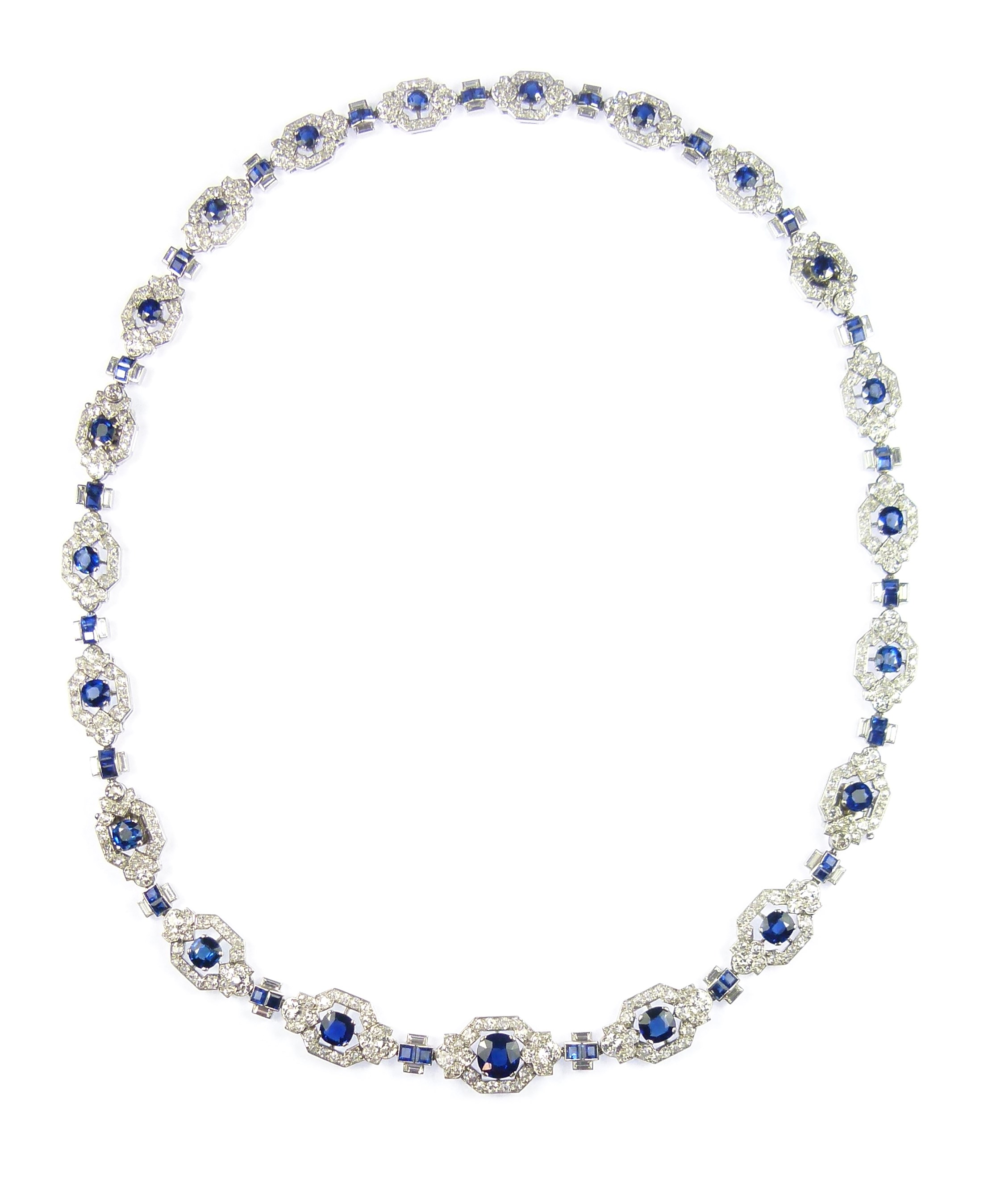 Cartier Art Deco diamond and sapphire necklace converting to